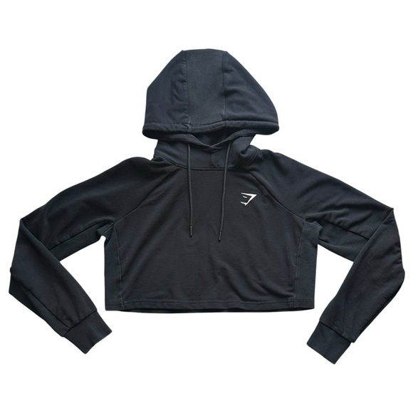 Gymshark Training Cropped Logo Hoodie Black Women’s Small B2A3M - Picture 1 of 3
